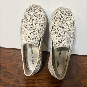 Melissa Campana Cream Woven Slip-On Loafers for Women